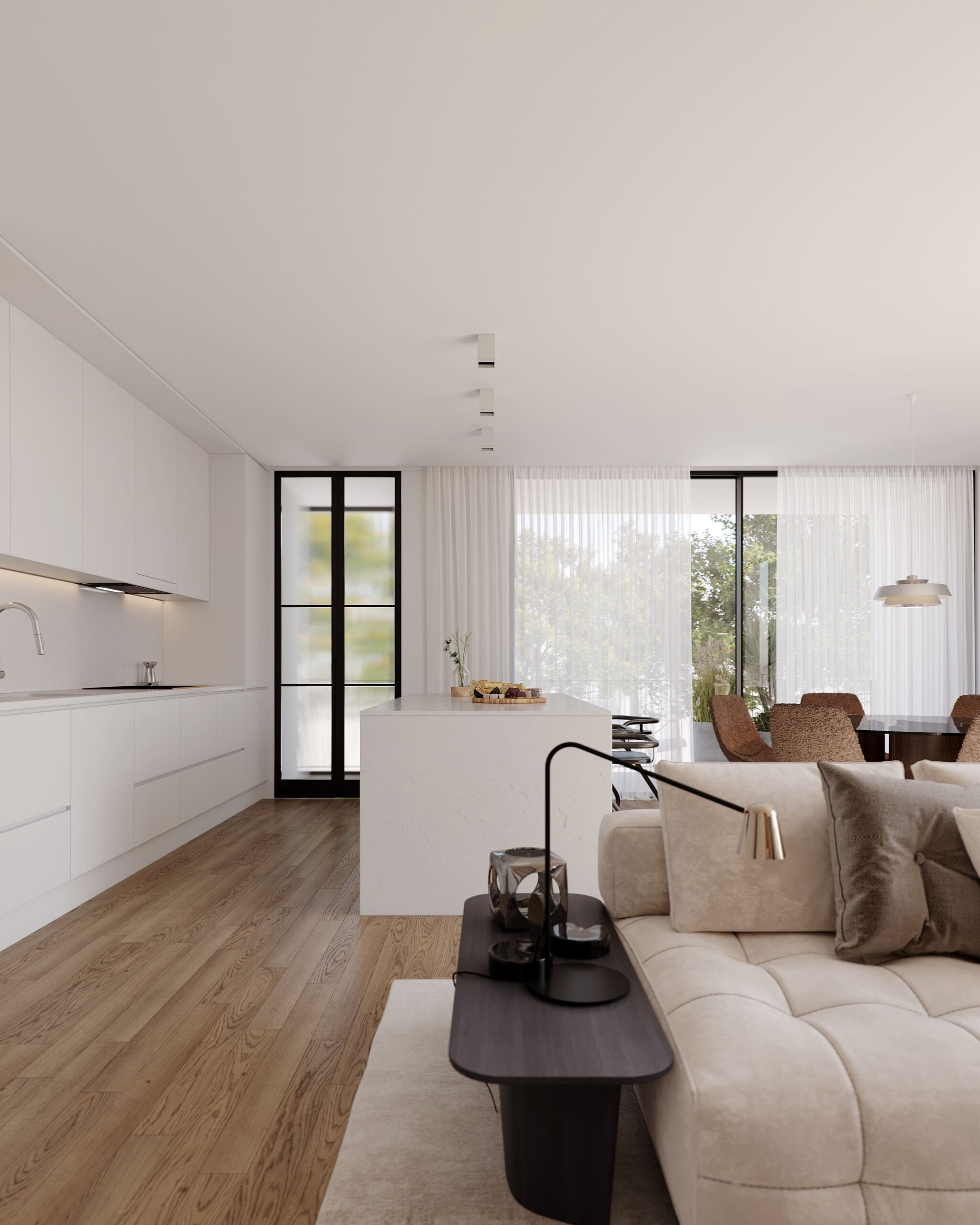 Pedras Brancas - Residence I // Cozinha + Sala de Estar + Sala de Jantar